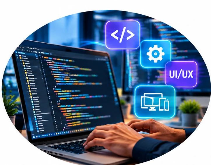 Website developer working on custom coding, responsive design and user experience optimization.