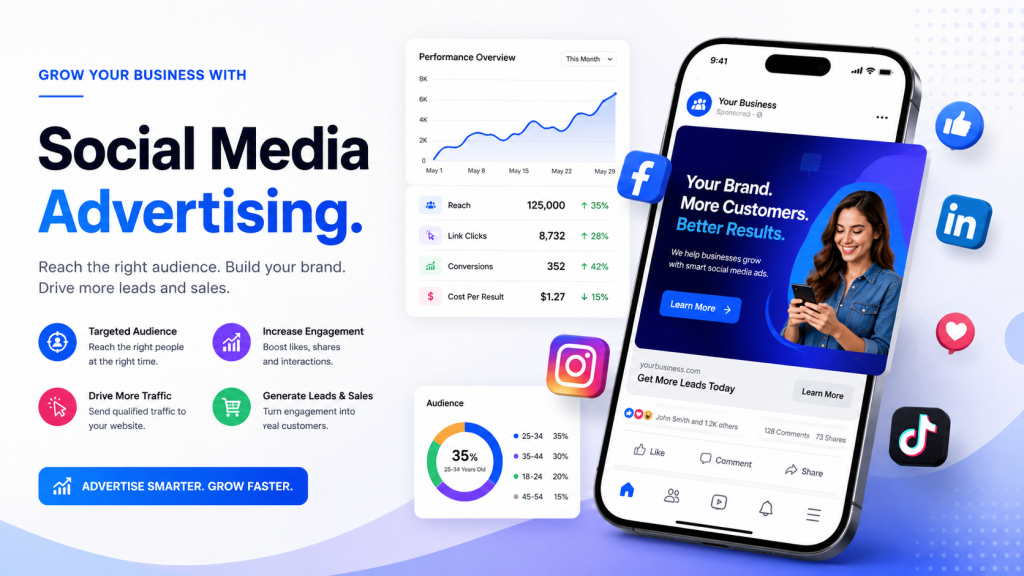 Reach the right audience and grow your business with social media advertising from Baylyn Media. Build brand awareness, increase engagement, drive website traffic, and generate more qualified leads with targeted social media campaigns.