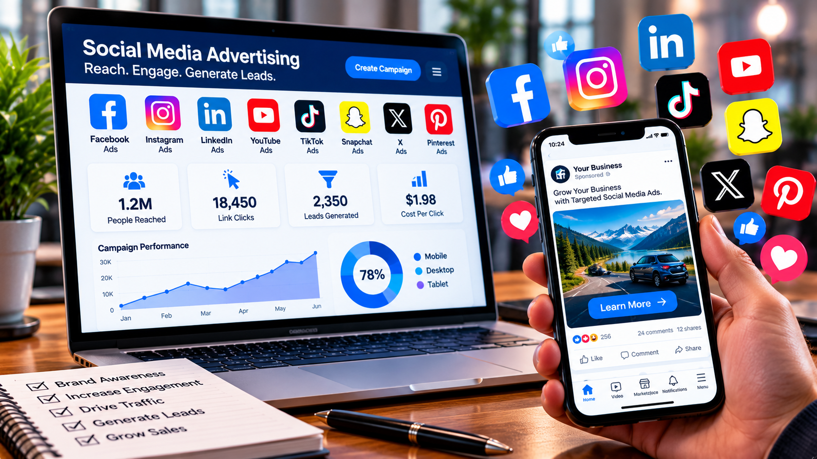 Social media advertising and paid social media marketing services